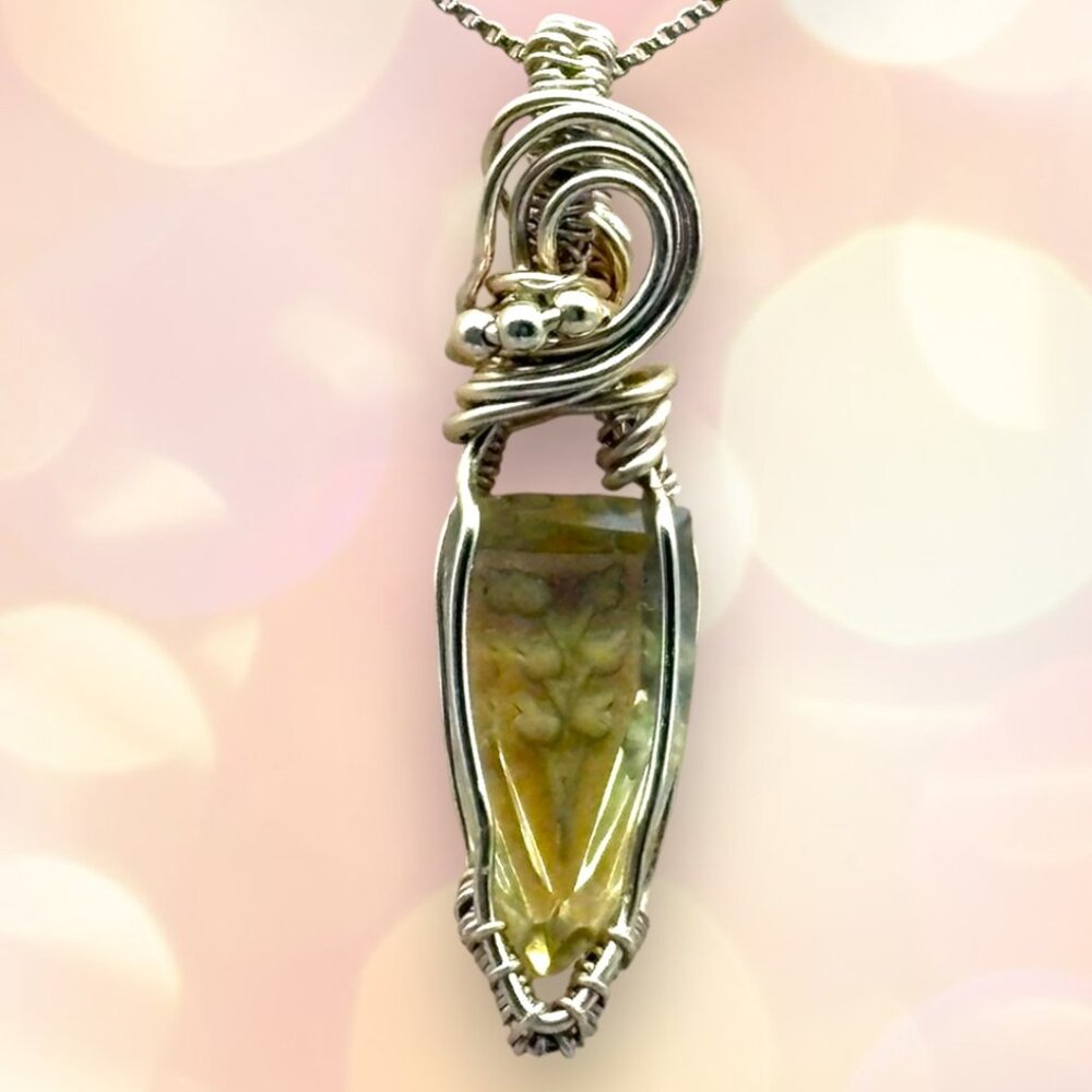 Handmade Wire Wrapped Lemon Quartz wrapped in 14k Gold Filled Wire